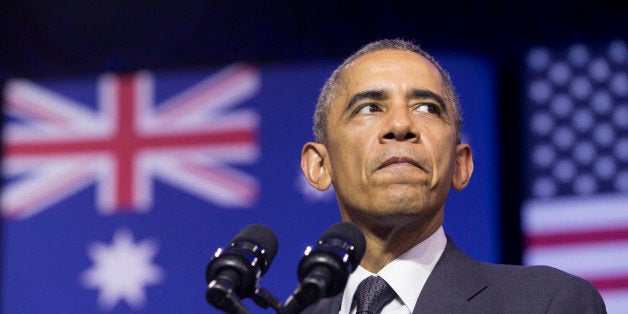 U.S. President Barack Obama speaks at the University of Queensland, Saturday, Nov. 15, 2014 in Brisbane, Australia. (AP Photo/Pablo Martinez Monsivais)