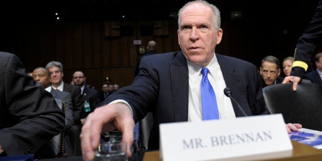 CIA Director John Brennan arrives on Capitol Hill in Washington, Tuesday, March 12, 2013, to testify before the Senate Intell