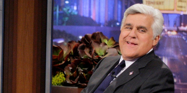 This Sept. 21, 2012 photo released by NBC shows Jay Leno, host of "The Tonight Show with Jay Leno," on the set in Burbank, Ca
