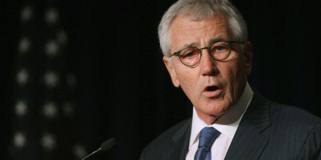 WASHINGTON, DC - OCTOBER 15: Secretary of Defense Chuck Hagel delivers the keynote address during the Association of the United States Army annual meeting and exposition at the Washington Convention Center October 15, 2014 in Washington, DC. The AUSA is a private, non-profit advocacy organization for the United States Army. According to a New York Times article published in the paper October 15, 'From 2004 to 2011, American and Iraqi troops repeatedly encountered, and at times were wounded by, chemical weapons that were hidden or abandoned years earlier.' (Photo by Chip Somodevilla/Getty Images)