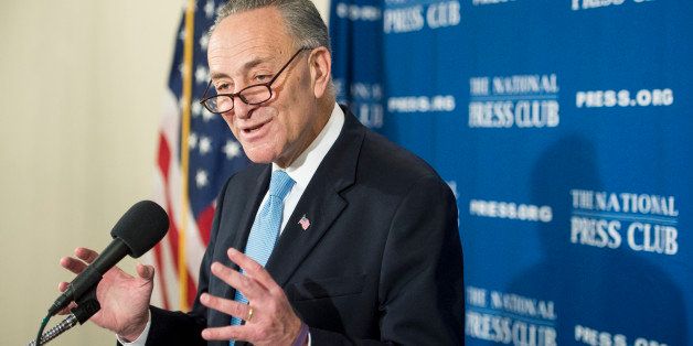 UNITED STATES - NOVEMBER 25: Sen. Chuck Schumer, D-N.Y. speaks at the National Press Club on Tuesday, Nov. 25, 2014, on what went wrong for Democrats in the 2014 midterm elections and what they must do to succeed in 2016. (Photo By Bill Clark/CQ Roll Call)