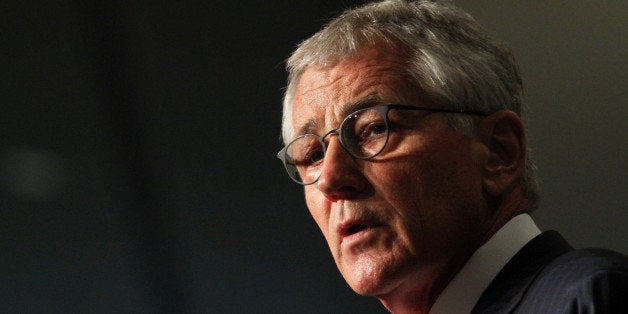 WASHINGTON, UNITED STATES - OCTOBER 15: U.S. Defense Secretary Chuck Hagel speaks during the Association of the United States Army annual meeting and exposition at the Washington Convention Center, on October 15, 2014 in Washington, DC. (Photo Erkan Avci/Anadolu Agency/Getty Images)