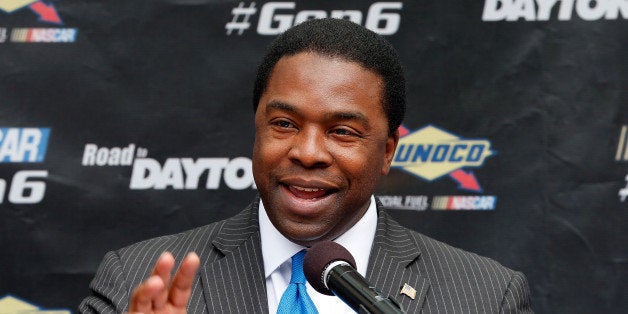 JACKSONVILLE, FL - FEBRUARY 12: Jacksonville mayor Alvin Brown speaks to the media during the Road to Daytona Fueled By Sunoco Tour stop at City Hall on February 12, 2013 in Jacksonville, Florida. (Photo by Sam Greenwood/Getty Images for NASCAR)