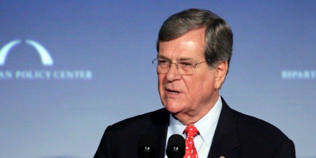 FILE - In this March 21, 2012 file photo, former Sen. Trent Lott, R-Miss., speaks at "A Century of Service" honoring former U.S. Senate Majority Leaders Bob Dole and Howard Baker at Mellon Auditorium in Washington. Baptist Medical Center spokesman Robby Channell says the 71-year-old Republican was listed in fair condition Thursday afternoon, Aug. 8, 2013, after being admitted to the hospital. He said he couldn't state the cause of Lott's hospitalization. (AP Photo/Carolyn Kaster, File)