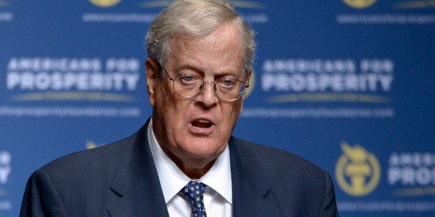 FILE - In this Aug. 30, 2013, file photo, Americans for Prosperity Foundation Chairman David Koch speaks in Orlando, Fla. The United Negro College Fund announced a $25 million grant from Koch Industries Inc. and the Charles Koch Foundation, a large donation from the conservative powerhouse Koch name that Democrats have sought to vilify heading into the 2014 mid-term elections. (AP Photo/Phelan M. Ebenhack, File)