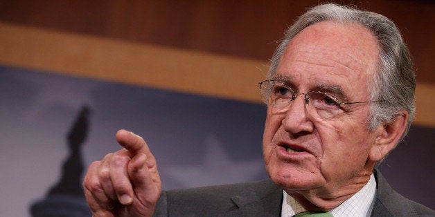 WASHINGTON, DC - APRIL 30: Senate Health, Education, Labor, and Pensions Committee Chairman Tom Harkin (D-IA) answers reporters questions during a news conference at the U.S. Capitol April 30, 2014 in Washington, DC. Members of the Democratic leadership held the news conference moments after the Senate failed to open debate on the bill to raise the minimum wage to $10.10 an hour. (Photo by Chip Somodevilla/Getty Images)