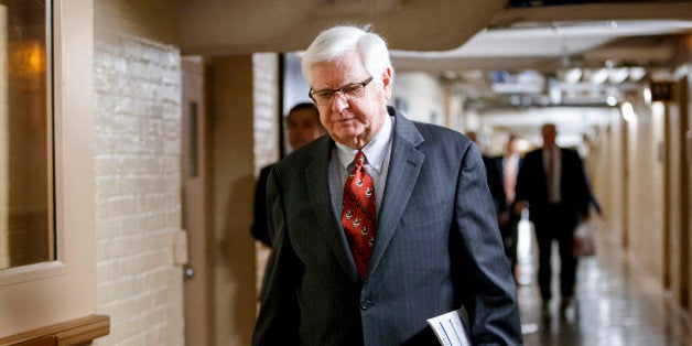 House Appropriations Committee Chairman Rep. Hal Rogers, R-Ky. walks through a basement corridor on Capitol Hill in Washington, Wednesday, Dec. 9, 2014, on the way to a House Republican Conference meeting. With time running short before Congress adjourns, Republicans and Democrats agreed Tuesday on a $1.1 trillion spending bill to avoid a government shutdown and delay a politically-charged struggle over President Barack Obama's new immigration policy until the new year. Rogers said the measure "will allow us to fulfill our constitutional duty to responsibly fund the federal government and avoid a shutdown." (AP Photo/J. Scott Applewhite)