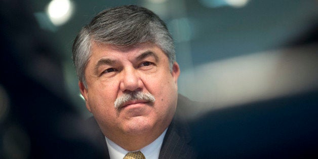 Richard Trumka, president of the AFL-CIO, listens to a question during an interview in Washington, D.C., U.S., on Tuesday, March 11, 2014. Trumka said the AFL-CIO hasn't given up on key 2014 policy priorities despite inaction in Congress including a pending measure to raise the nation's minimum wage to $10.10 an hour and a long-term bill funding highway construction and mass transit. Photographer: Andrew Harrer/Bloomberg via Getty Images 