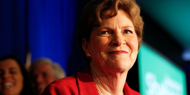 Incumbent U.S. Sen. Jeanne Shaheen, D-N.H., celebrates after winning her election over Republican Scott Brown on Tuesday, Oct