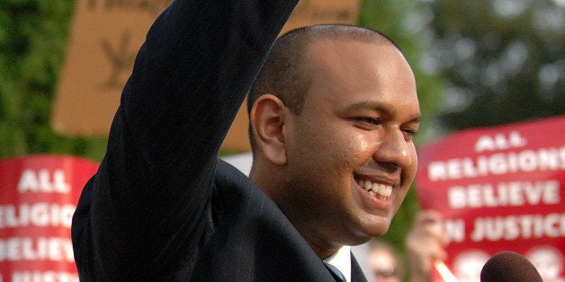 Nick Rathod, Associate Director for Intergovernmental Affairs at the White House, was the main speaker during the Health Rally outside the state capitol building in Lincoln, Neb., Tuesday, Aug. 25, 2009. Rathod, who also has worked as the Deputy Director of the Federal Affairs Office, is a native of Hastings, Neb. (AP Photo/Bill Wolf)