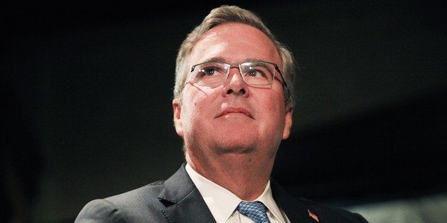 WOODBURY, NEW YORK - FEBRUARY 24: Former Florida Gov. Jeb Bush speaks during a Long Island Association luncheon with LIA Pre