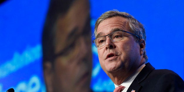 FILE - In this Nov. 20, 2014, file photo, former Florida Gov. Jeb Bush gives the keynote address at the National Summit on Education Reform in Washington. On Tuesday, Dec. 16, 2014, Bush took his most definitive step yet toward running for president, announcing plans to "actively explore" a campaign and form a new political operation allowing him to raise money for like-minded Republicans. (AP Photo/Susan Walsh, File)