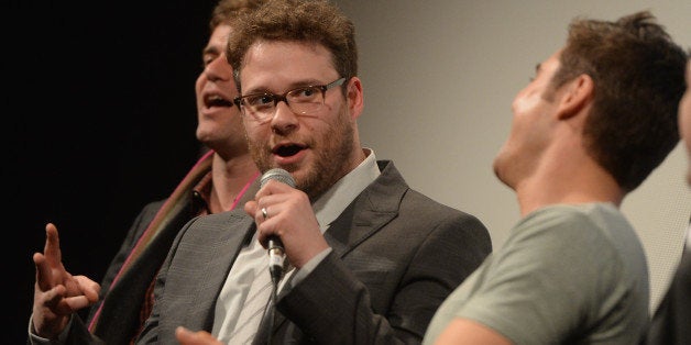 AUSTIN, TX - MARCH 08: Actor Seth Rogan speaks on stage at the premiere of 'Neighbors' during the 2014 SXSW Music, Film + Interactive Festival at the Paramount Theatre on March 8, 2014 in Austin, Texas. (Photo by Michael Buckner/Getty Images for SXSW)