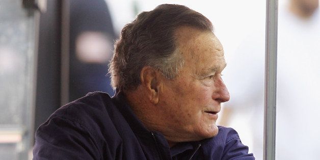 HOUSTON, TX - NOVEMBER 23: Former President George H.W. Bush attends a game between the Cincinnati Bengals and Houston Texans at NRG Stadium on November 23, 2014 in Houston, Texas. (Photo by Bob Levey/Getty Images)