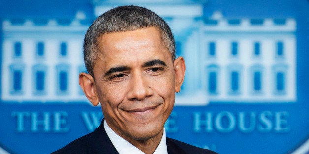 WASHINGTON, DC - DECEMBER 19: President Barack Obama holds a press conference during which he discussed Sony Pictures' decision not to release 'The Interview' in wake of the alleged North Korean hacking scandal at The White House on December 19, 2014 in Washington, DC. (Photo by Leigh Vogel/WireImage)