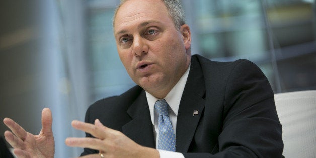 House Majority Whip Steve Scalise, a Republican from Louisiana, speaks during an interview in New York, U.S., on Wednesday, Oct. 8, 2014. Debt ceilings are hit because of spending problems in Washington and 'to increase the debt ceiling it ought to be tied to reforms that finally solve the spending problem,' Scalise said. Photographer: Scott Eells/Bloomberg via Getty Images 