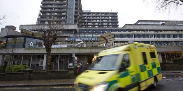 An ambulance pulls away from The Royal Free hospital in north London on Janurary 3, 2015, where it was announced that British nurse Pauline Cafferkey, who contracted Ebola while working in Sierra Leone, is in 'critical condition'. AFP PHOTO / JUSTIN TALLIS (Photo credit should read JUSTIN TALLIS/AFP/Getty Images)