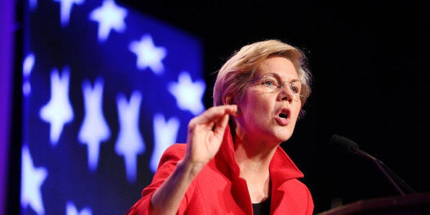 WORCESTER, MA - JUNE 13: Senator Elizabeth Warren speaks to the crowd at the Democratic State Convention at the DCU Center in Worcester, Mass. (Photo by John Tlumacki/The Boston Globe via Getty Images)