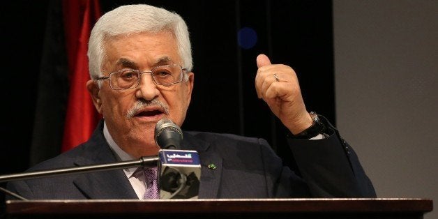 Palestinian President Mahmud Abbas gives a speech in the West Bank city of Ramallah on January 4, 2015. Abbas spoke about the steps he took to try and get membership for Palestinians to the International Criminal Court, in a move strongly condemned by both Washington and Israel. AFP PHOTO/ ABBAS MOMANI (Photo credit should read ABBAS MOMANI/AFP/Getty Images)