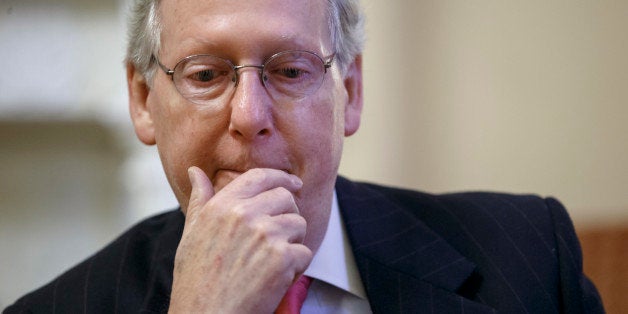 Incoming Senate Majority Leader Mitch McConnell, R-Ky., talks about his agenda for a GOP-controlled Congress during an interview with The Associated Press at the Capitol in Washington, Wednesday, Dec. 17, 2014. McConnell pledged to do all he can to stop President Barack Obama's coal plant regulations, saying a White House "crusade" was devastating his state's economy. (AP Photo/J. Scott Applewhite)