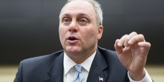 UNITED STATES - OCTOBER 16: House Minority Whip Steve Scalise, R-La., speaks with reporters in the Rayburn House Office Build