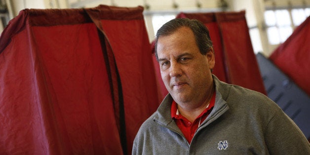 MENDHAM TWP., NJ - NOVEMBER 04: New Jersey Gov. Chris Christie waits to cast his vote in the midterm elections November 4,