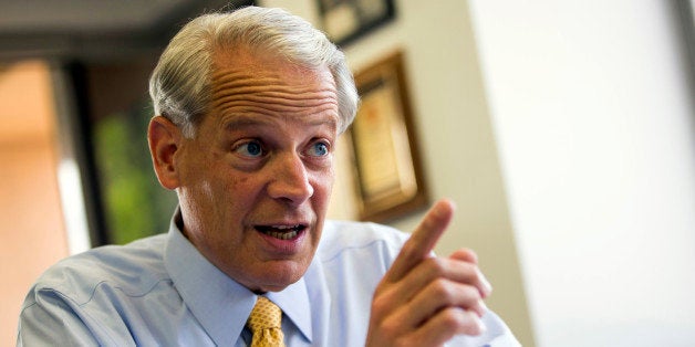 In this May 1, 2014, photo, chairman of the Democratic Congressional Campaign Committee Rep. Steve Israel, D-N.Y., gestures during an interview with the Associated Press in Washington. House Democratsâ campaign arm said Friday it raised $7.3 million in May despite long odds of toppling Republicans from their majority. (AP Photo/ Evan Vucci)