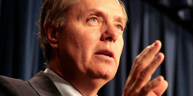 Sen. Lindsey Graham (R-SC), talks during a news conference on NSA terrorist surveillance programs on Capitol Hill in Washington, DC Thursday, March 16, 2006. (Photo by Chuck Kennedy/MCT/MCT via Getty Images)