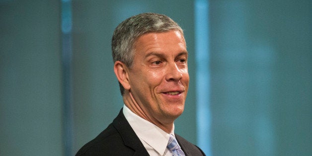 NEW YORK, NY - JUNE 16: Arne Duncan, U.S. Secretary of Education, speaks at a press conference announcing that Starbucks will partner with Arizona State University to offer full tuition reimbursement for Starbucks employees to complete a bachelor's degree, on June 16, 2014 in New York City. The offer will be made to both full-time and part-time employees through online classes. (Photo by Andrew Burton/Getty Images)