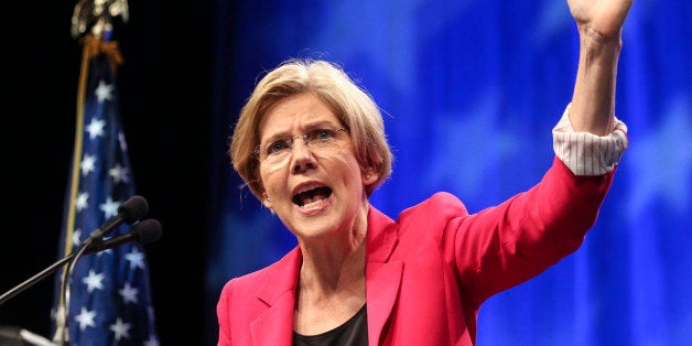 SPRINGFIELD, MA - JUNE 2: Elizabeth Warren speaks during the 2012 Massachusetts Democratic Endorsing Convention, held at the MassMutual Center in Springfield. (Photo by Aram Boghosian/The Boston Globe via Getty Images)