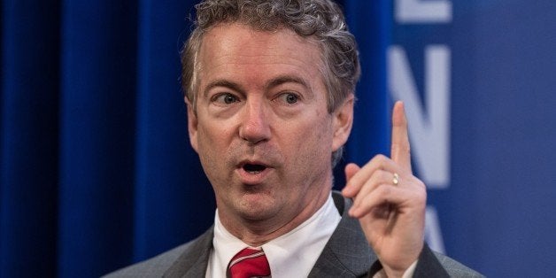 US Republican Senator from Kentucky Rand Paul addresses the 2015 Conservative Policy Summit at the Heritage Foundation in Washington on January 13, 2015. Paul is a possible presidential candidate in next year's election. AFP PHOTO/NICHOLAS KAMM (Photo credit should read NICHOLAS KAMM/AFP/Getty Images)