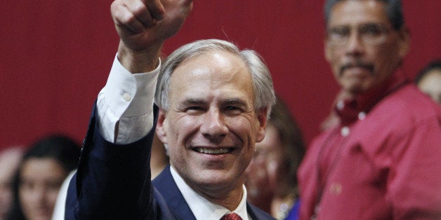 AUSTIN, TX - NOVEMBER 4: Texas Governor-elect Greg Abbott celebrates during his victory party on November 4, 2014 in Austin, Texas. Abbott defeated Democratic challenger Texas State Sen. Wendy Davis. (Photo by Erich Schlegel/Getty Images)