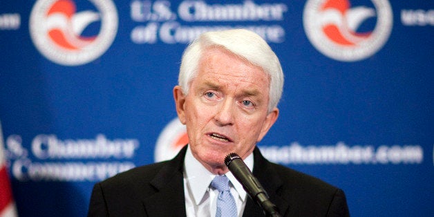 Tom Donohue, president of the U.S. Chamber of Commerce, speaks at a summit on jobs in Washington, D.C., U.S., on Wednesday, July 14, 2010. The U.S. Chamber of Commerce is urging President Barack Obama to curb regulations and continue the Bush administration's tax cuts to avert a double-dip recession. Photographer: Joshua Roberts/Bloomberg via Getty Images