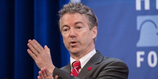 US Republican Senator from Kentucky Rand Paul addresses the 2015 Conservative Policy Summit at the Heritage Foundation in Washington,DC on January 13, 2015. Paul is a possible presidential candidate in next year's election. AFP PHOTO/NICHOLAS KAMM (Photo credit should read NICHOLAS KAMM/AFP/Getty Images)