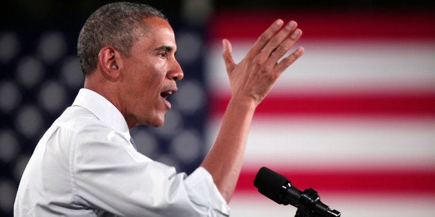 WAYNE, MI - JANUARY 7: U.S. President Barack Obama speaks at the Ford Michigan Assembly Plant January 7, 2015 in Wayne, Michigan. Obama spoke about the American automotive and manufacturing sector during his visit to the Detroit area, the first stop of a scheduled three-day, three city tour inthe lead up to the State of the Union. (Photo by Bill Pugliano/Getty Images)