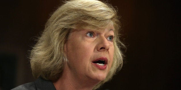 WASHINGTON, DC - JULY 15: U.S. Sen. Tammy Baldwin (D-WI) testifies during a hearing before the Senate Judiciary Committee July 15, 2014 on Capitol Hill in Washington, DC. The hearing was to examine 'S.1696, The Women's Health Protection Act: Removing Barriers to Constitutionally Protected Reproductive Rights.' (Photo by Alex Wong/Getty Images)