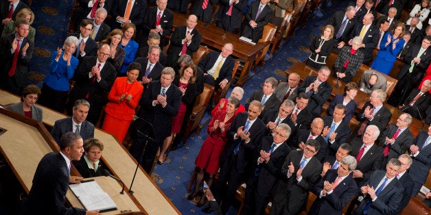 UNITED STATES - JANUARY 28: President Barack Obama delivers his State of the Union address in the House Chamber of the Capitol.(Photo By Tom Williams/CQ Roll Call)