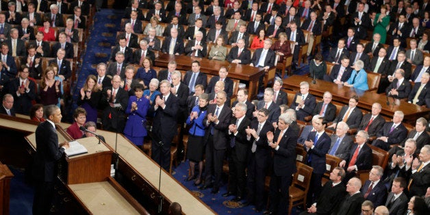 President Barack Obama gives his State of the Union address before a joint session of Congress on Capitol Hill in Washington,