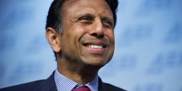 UNITED STATES - OCTOBER 6: Louisiana Gov. Bobby Jindal (R) delivers a speech at the American Enterprise Institute titled 'Rebuilding American Defense,' October 6, 2014. Jindal addressed the rise of terrorists group around the world and was critical of the Obama administration. (Photo By Tom Williams/CQ Roll Call)