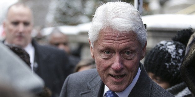 NEW YORK, UNITED STATES - JANUARY 06: Former President of U.S. Bill Clinton is seen during the during the funeral of the New York's former Governor Mario Cuomo, who died in New Years Day at the age of 82, in New York, NY, United States on January 06, 2015. (Photo by Bilgin S. Sasmaz/Anadolu Agency/Getty Images)