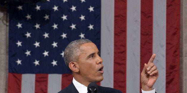 President Barack Obama delivers his State of the Union address to a joint session of Congress on Capitol Hill on Tuesday, Jan. 20, 2015, in Washington. (AP Photo/Mandel Ngan, Pool)