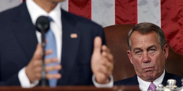 WASHINGTON, DC - JANUARY 20: House Speaker John Boehner (R-OH) listens to U.S. President Barack Obama deliver the State of the Union address on January 20, 2015 in the House Chamber of the U.S. Capitol in Washington, DC. Obama was expected to lay out a broad agenda to address income inequality, making it easier for Americans to afford college education, and child care. (Photo by Mandel Ngan-Pool/Getty Images)