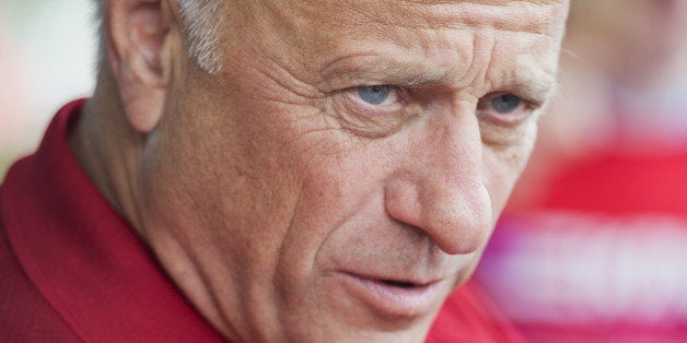 UNITED STATES - AUGUST 08: Rep. Steve King, R-Iowa, speaks with reporters at the 2014 Iowa State Fair in Des Moines, Iowa, Au