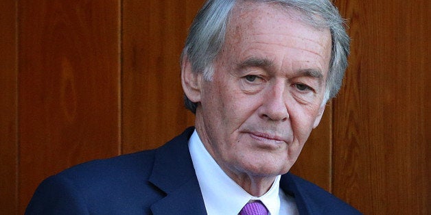 BOSTON - NOVEMBER 3: Sen. Ed Markey exits Most Precious Blood Church after Mass for Boston mayor Thomas M. Menino's funeral. (Photo by David L. Ryan/The Boston Globe via Getty Images)