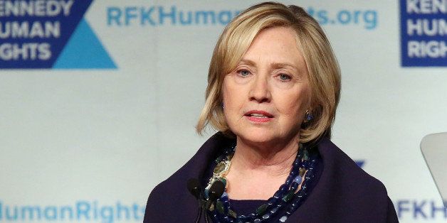 NEW YORK, NY - DECEMBER 16: Hillary Rodham Clinton speaks at the 2014 Robert F. Kennedy Ripple Of Hope Gala at New York Hilton on December 16, 2014 in New York City. (Photo by Taylor Hill/Getty Images)