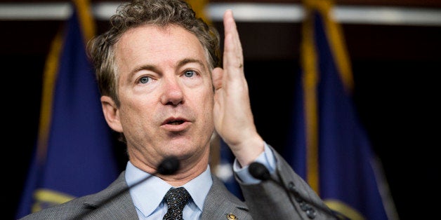 UNITED STATES - JANUARY 27: Sen. Rand Paul, R-Ky., speaks during the news conference to unveil the Fifth Amendment Integrity Restoration Act (FAIR Act), legislation to 'protect the rights of property owners and restore the Fifth Amendment's role in civil forfeiture proceedings' on Tuesday, Jan. 27, 2015. (Photo By Bill Clark/CQ Roll Call)