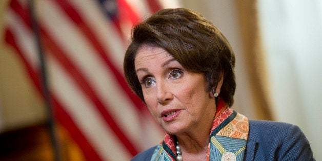 House Minority Leader Nancy Pelosi, a Democrat from California, speaks during a Bloomberg Television interview in Washington, D.C., U.S., on Friday, May 30, 2014. Pelosi said U.S. President Barack Obama should replace former Veterans Affairs Secretary Eric Shinseki with 'someone who would get confirmed very quickly' and suggested that person come with experience in business. Photographer: Andrew Harrer/Bloomberg via Getty Images *** Local caption *** Nancy Pelosi