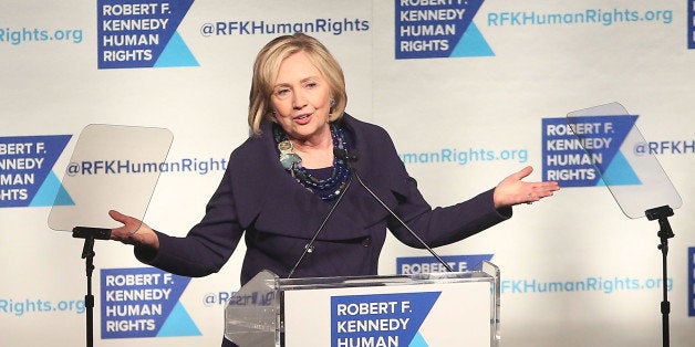 NEW YORK, NY - DECEMBER 16: Hillary Rodham Clinton speaks at the 2014 Robert F. Kennedy Ripple of Hope Gala at New York Hilt