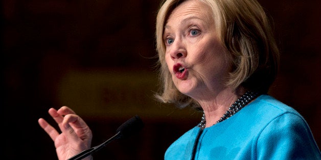 Former Secretary of State Hillary Rodham Clinton speaks in Gaston Hall at Georgetown University in Washington, Wednesday, Dec