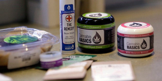 A variety of medical marijuana products sit on a counter at a dispensary Tuesday, Jan. 6, 2015, in Seattle. A leading Republican lawmaker has a novel proposal for reining in Washingtonâs uncontrolled medical marijuana industry: medical pot shops that donât sell what most people think of as pot. A bill being filed this week by Sen. Ann Rivers would create licenses for medical marijuana dispensaries and require product testing thatâs at least as strict as what the state requires in its recreational marijuana stores. But the medical stores could not sell dried bud, only edibles and marijuana concentrates, such as oil. The products would be sales-tax-free. (AP Photo/Elaine Thompson)